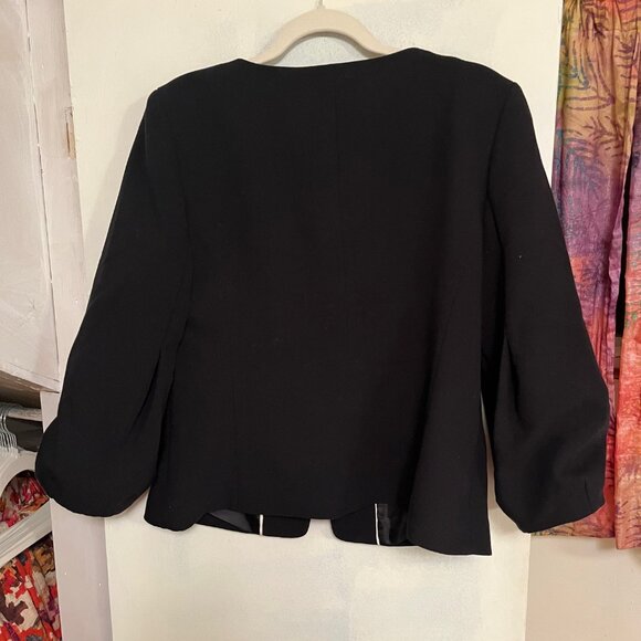 Banana Republic Black Bubble Sleeve Zippered Jacket Size 12 - Picture 3 of 4